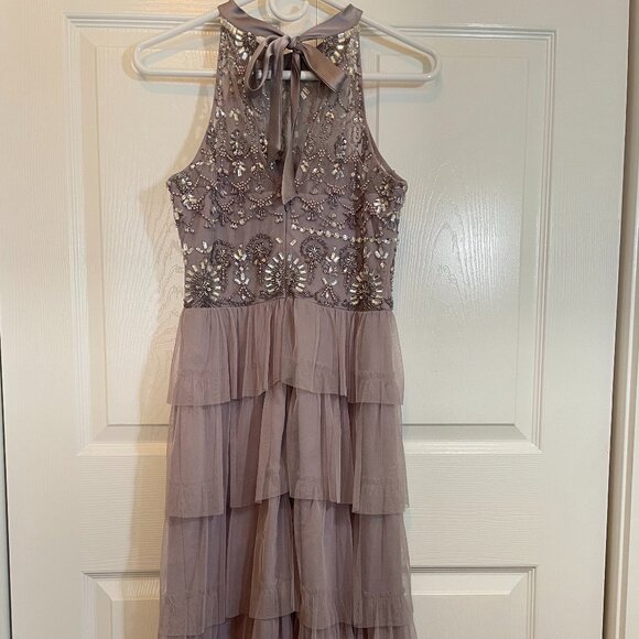 PROM Adrianna Papell dusty lavender beaded evening gown size 2 - Picture 7 of 12